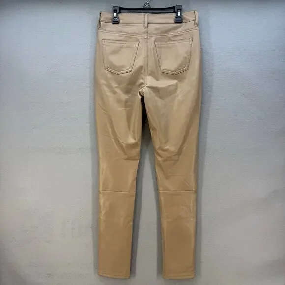7 For All Mankind Pants Women's XS Tan Faux Leather Preppy Business Casual NWT - Picture 2 of 15